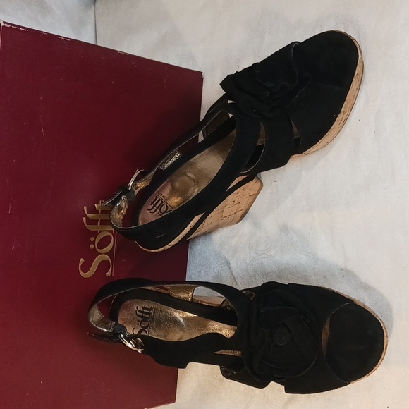 1940 1950 Style Suede Peep Toe Platform Sandals - Picture 10 of 10